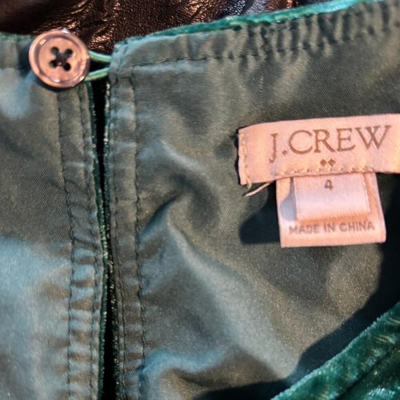 J.Crew Emerald Green Crushed Velvet Sleeveless Top - Ruffle Hem, Size 4 - Picture 6 of 7